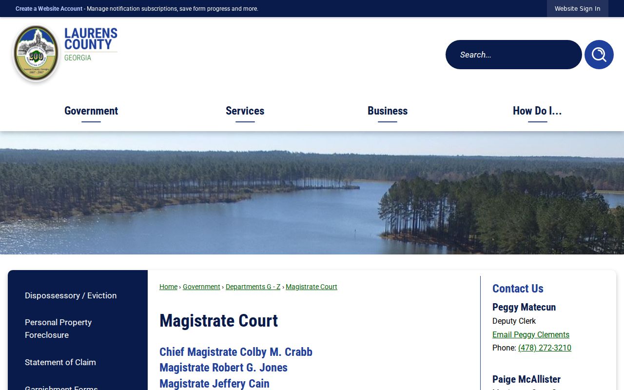 Laurens County Magistrate Court warrant and hearing information
