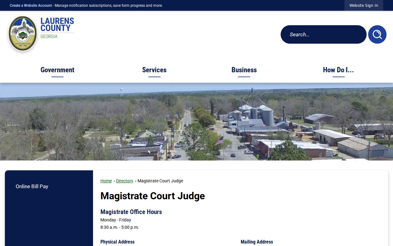 Laurens County Magistrate Court directory with courthouse and LEC contact routes